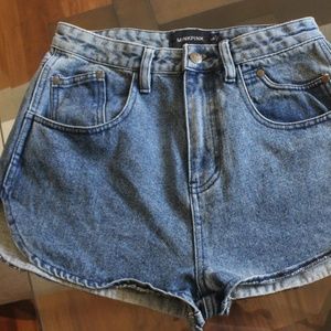 High Waisted Faded Denim Shorts